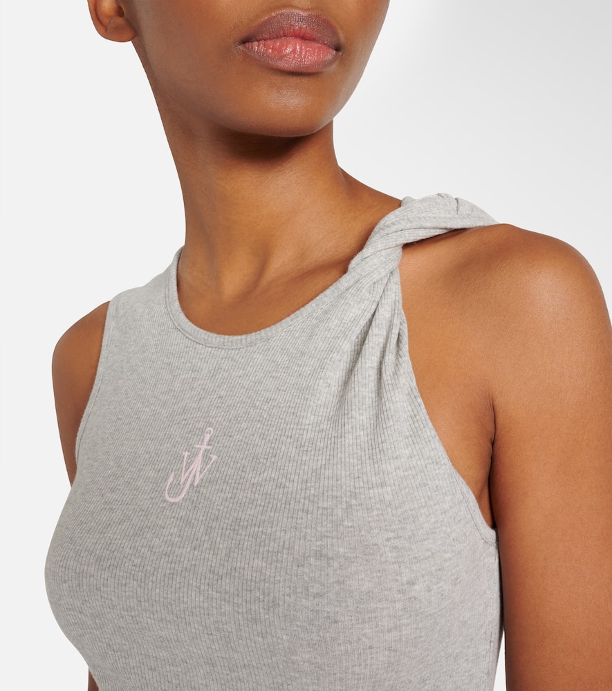 Logo embroidered cotton jersey maxi dress