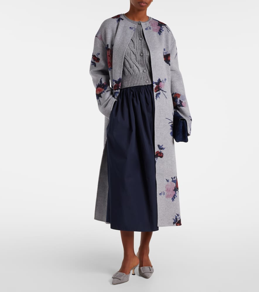 Floral wool coat