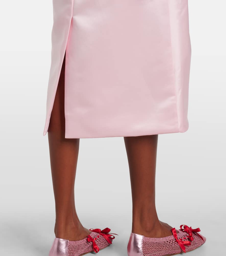 Draped satin midi skirt