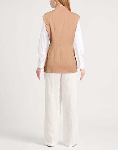 Woman Blazer Camel Size 4 Cotton, Elastane