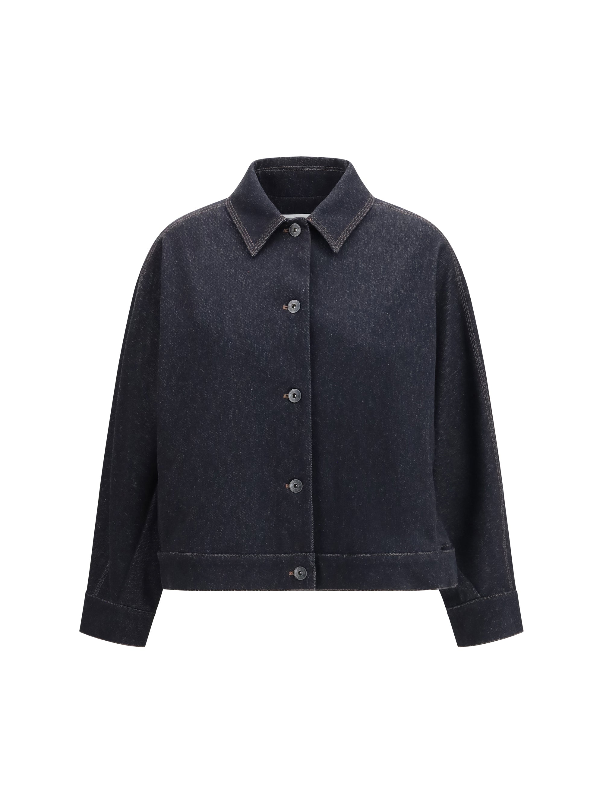 Denim Print Jersey Jacket — Navy