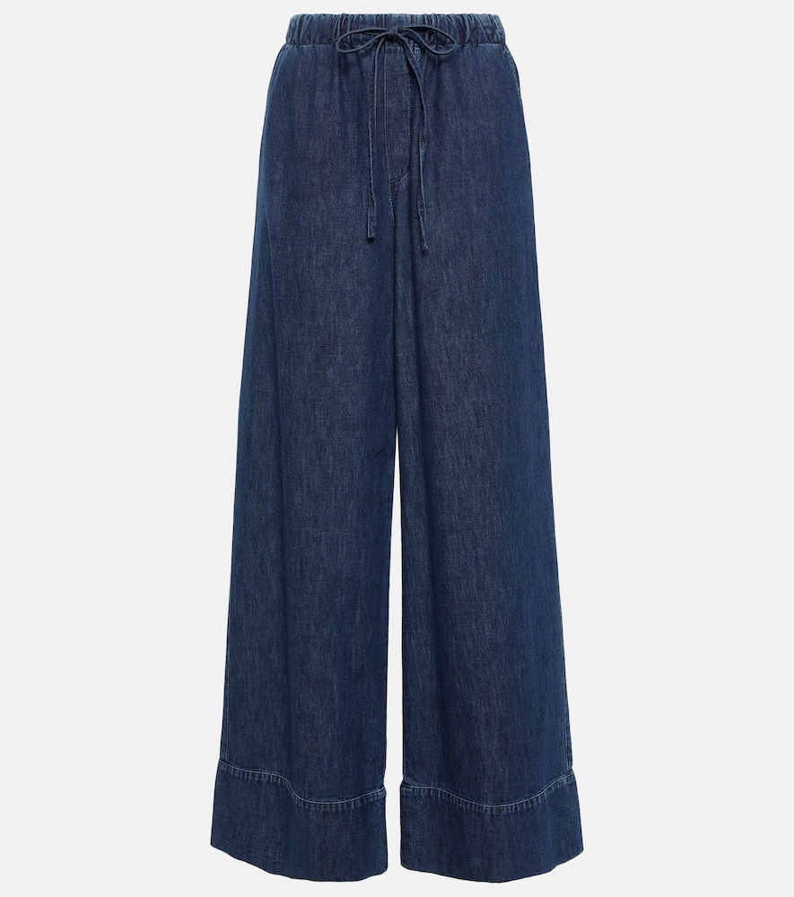 High-rise chambray wide-leg jeans