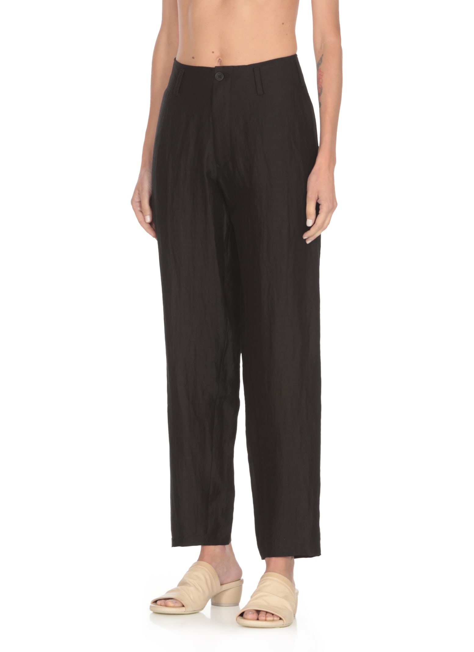 Crease-effect tapered trousers - Black