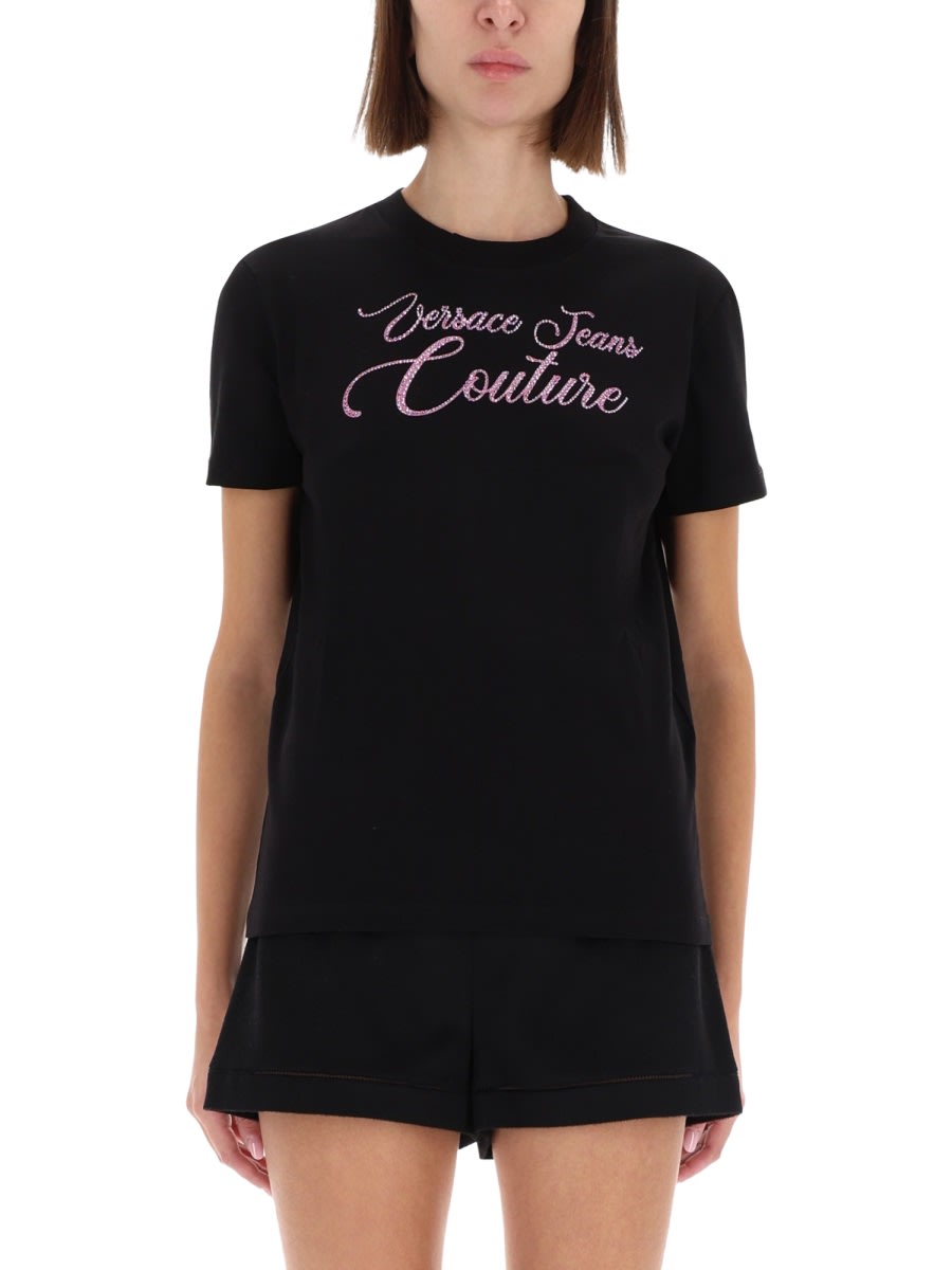 Versace Jeans Couture - short sleeve crew neck embroidered top