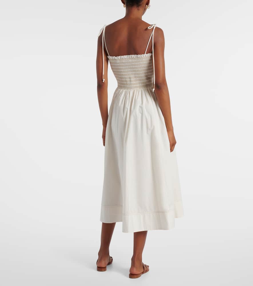 Kaela smocked cotton midi dress