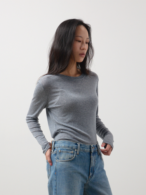 Stripe Wool Tencel Top