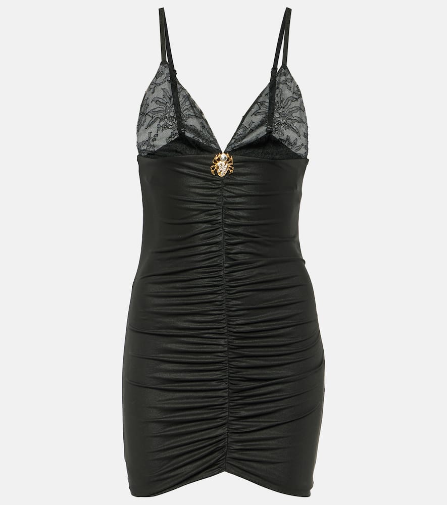 Laminated jersey minidress