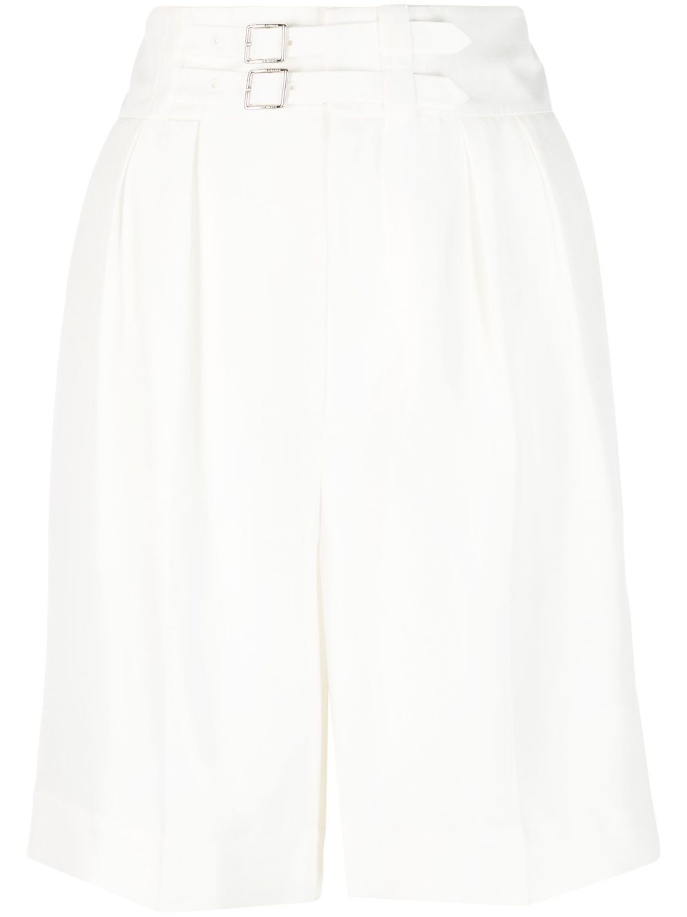 Francine pleated silk shorts - White