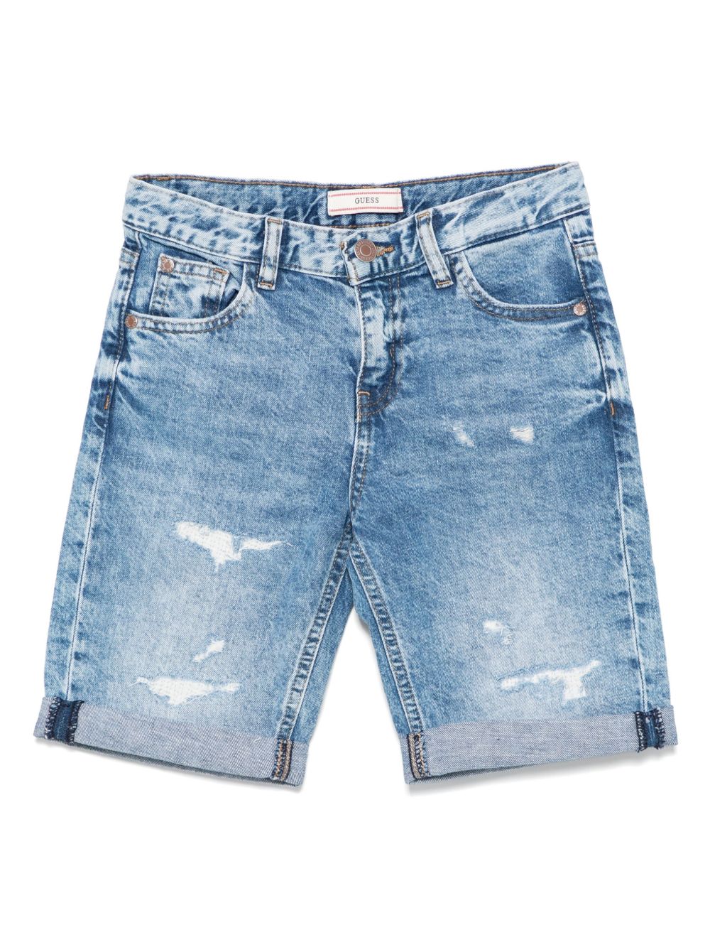 Guess kids logo-patch denim shorts - Blue