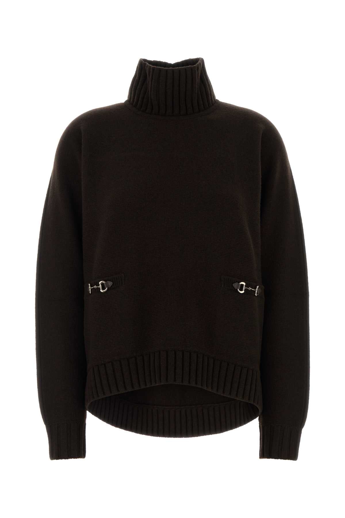 Wool Cashmere Blend Sweater — Brown
