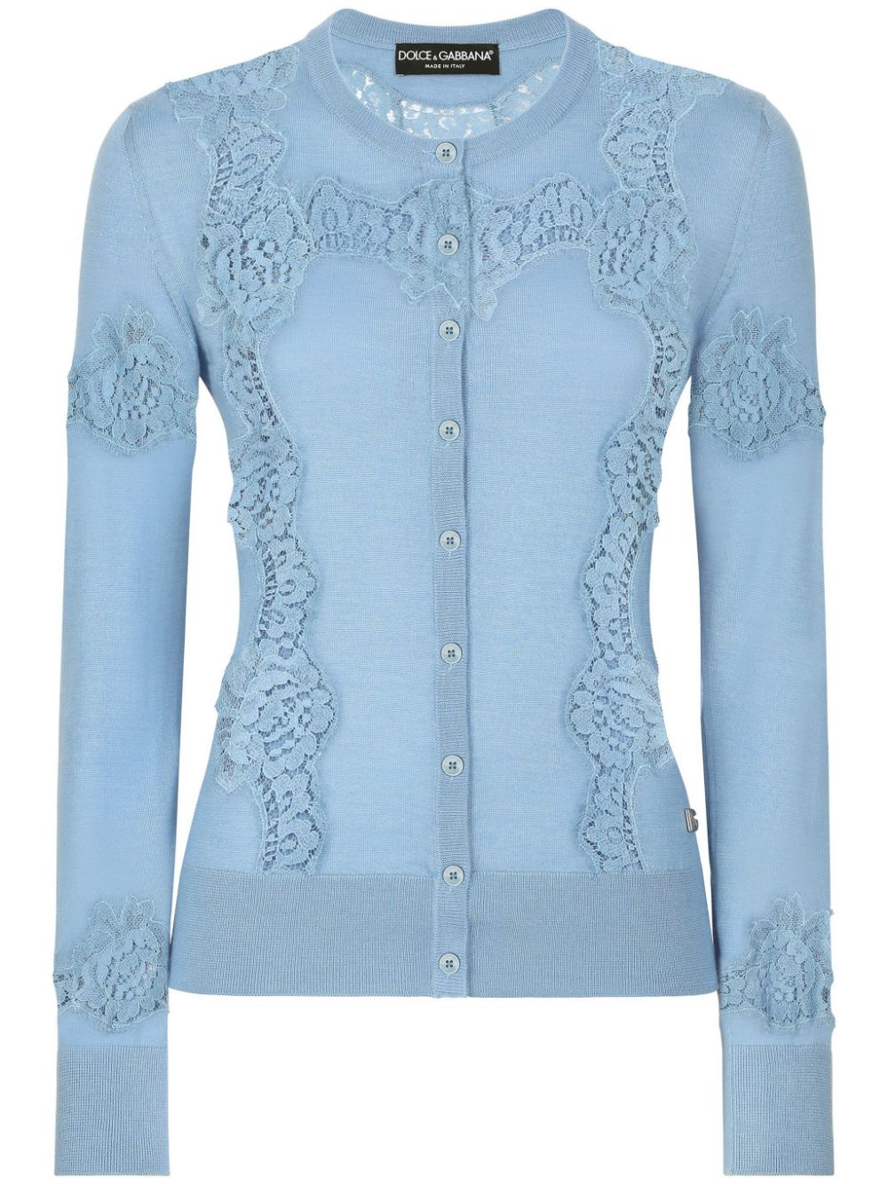 Lace embroidery detailing cardigan - Blue