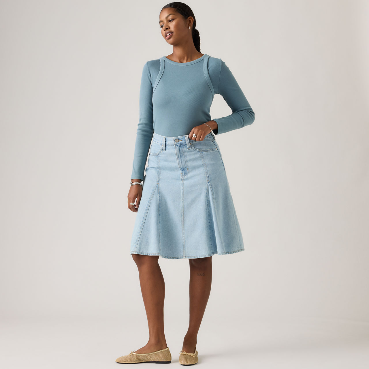 Godet Knee Length Skirt