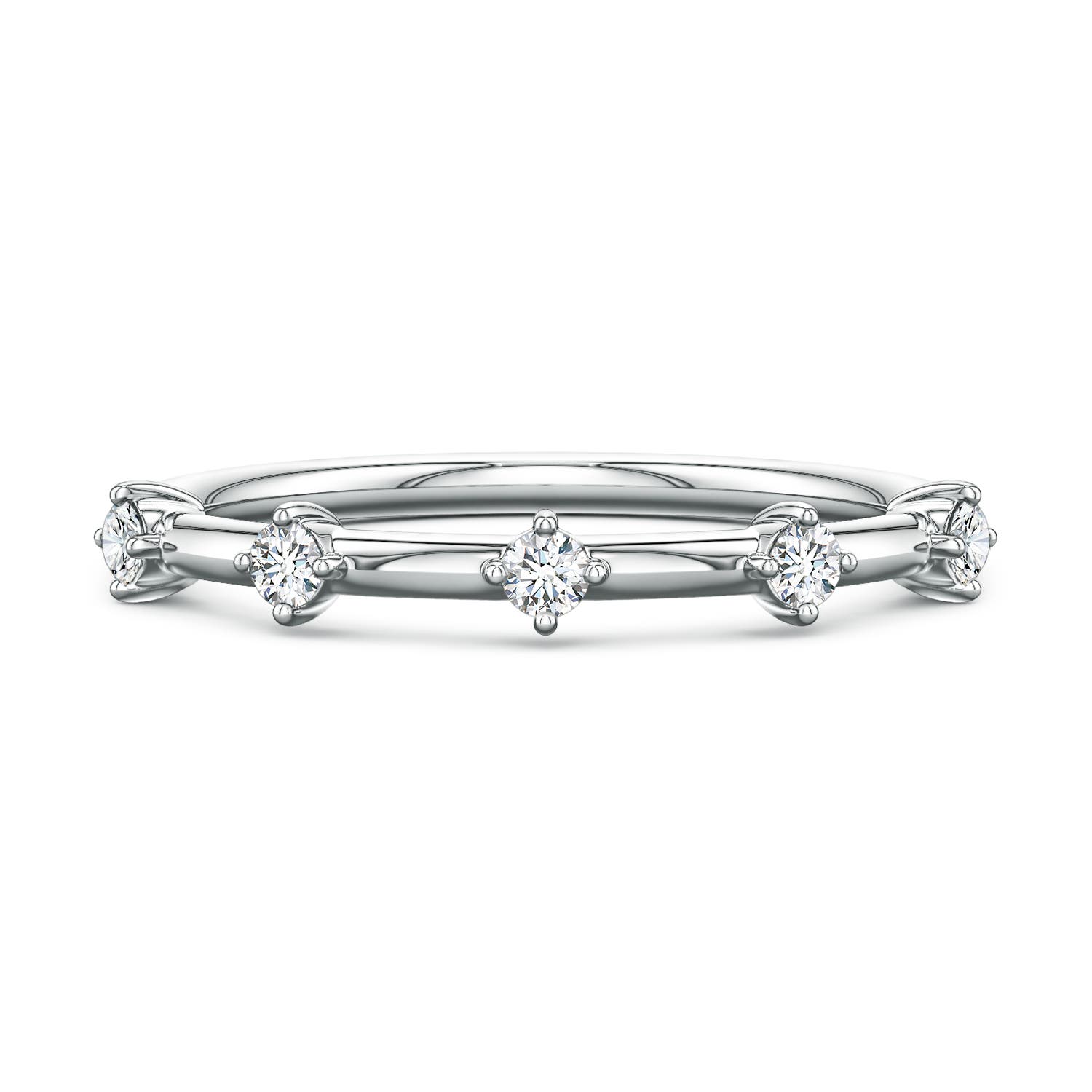 Angara 2 MM Round Diamond Five-Stone Station Ring in Silver