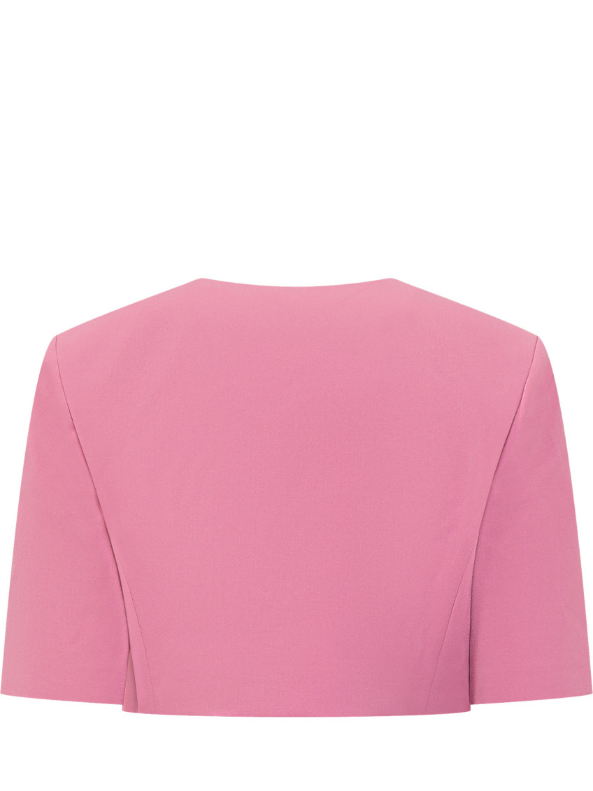 Pink Round Neck Crop Jacket