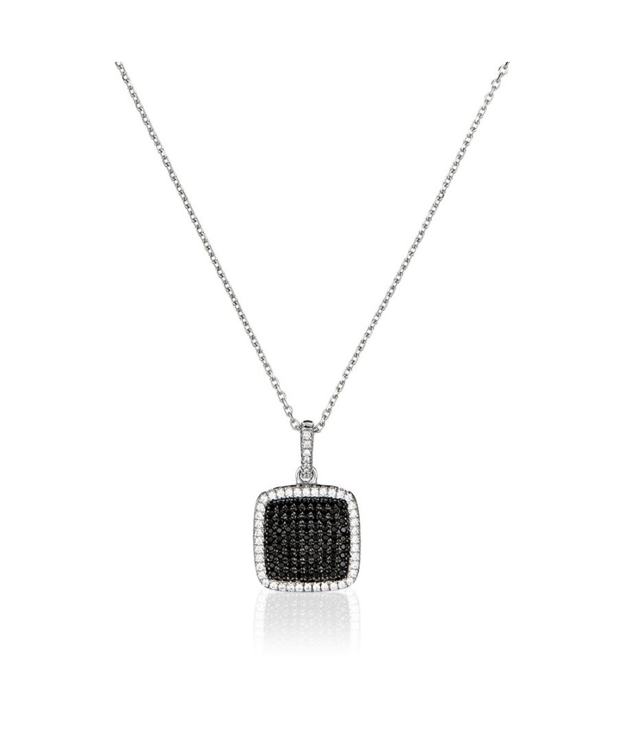 Orphelia Womens 925 Sterling Silver Chain with Pendant - Silver/Black ZH-4879 - Black & Silver - One