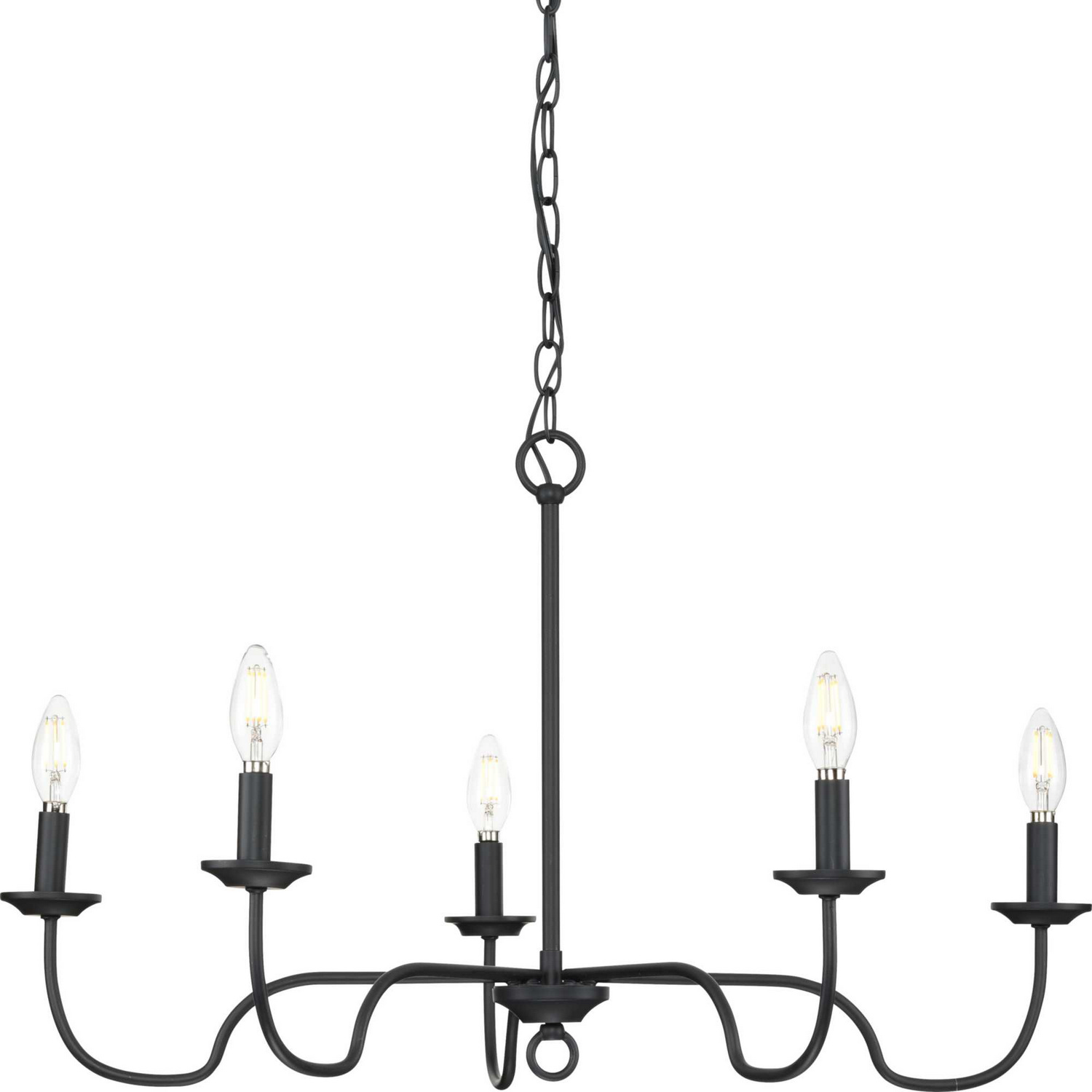 Matte Black Five Light Chandelier from the Canebrake Collection