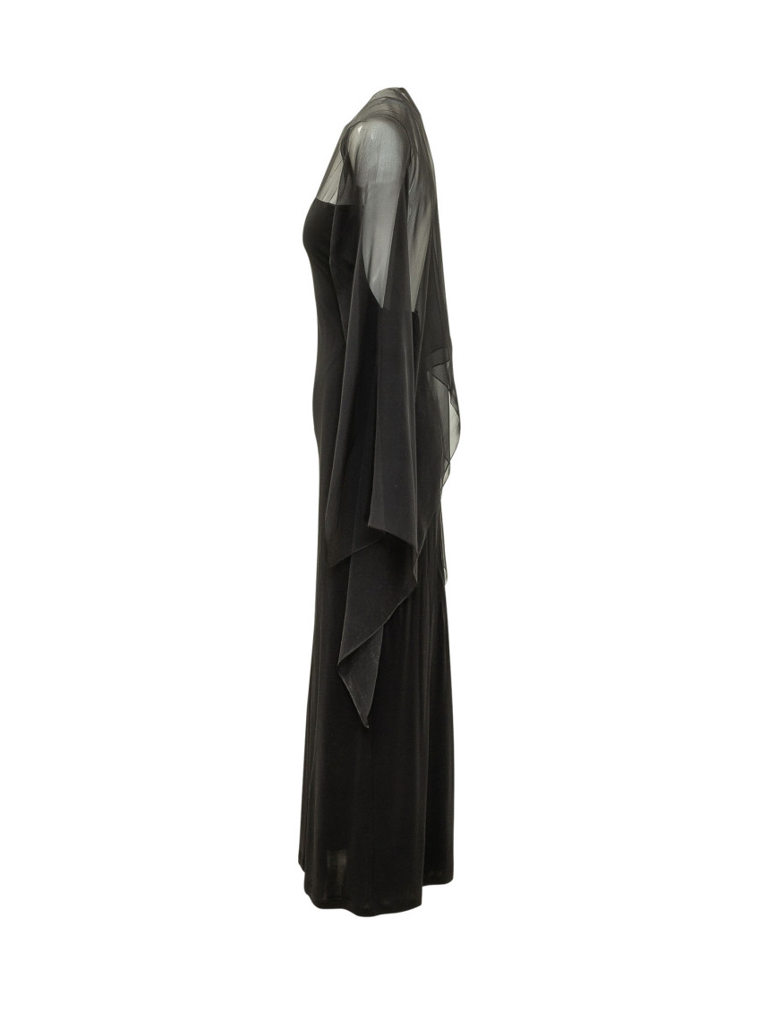 Black Transparent Round Neck Maxi Dress