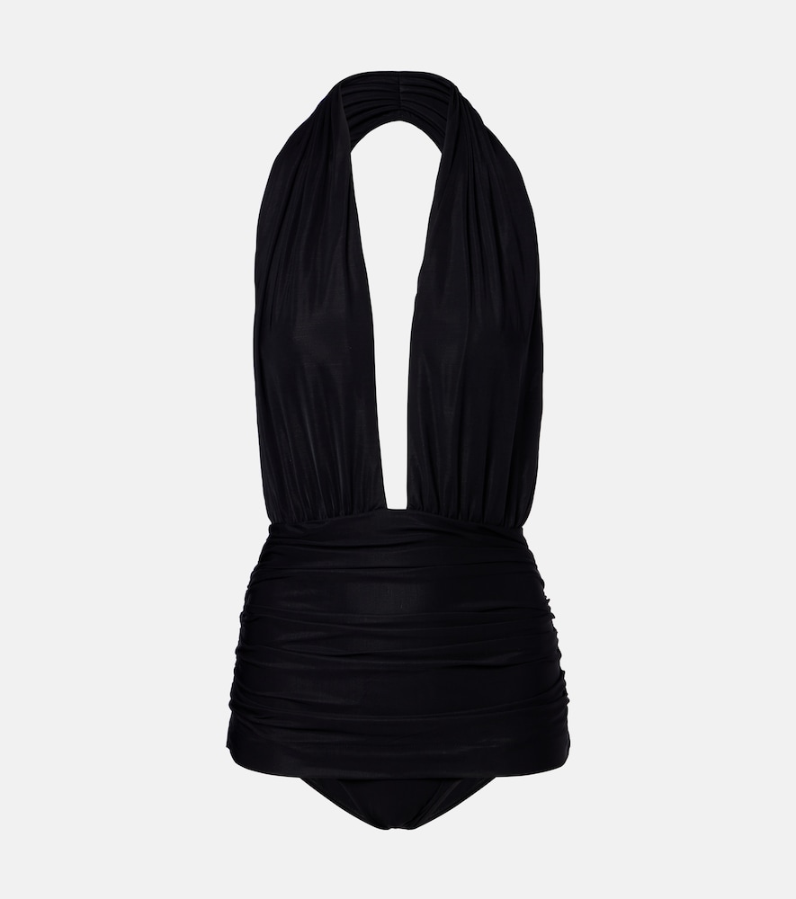 Draped halterneck swimsuit