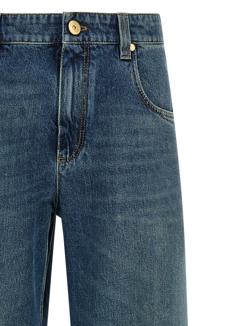 Stonewashed Denim Jeans Blue