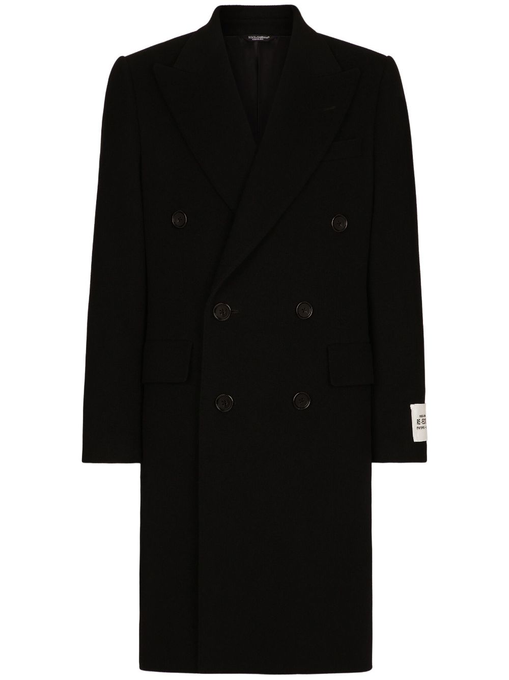 Double-breasted wool coat - Black