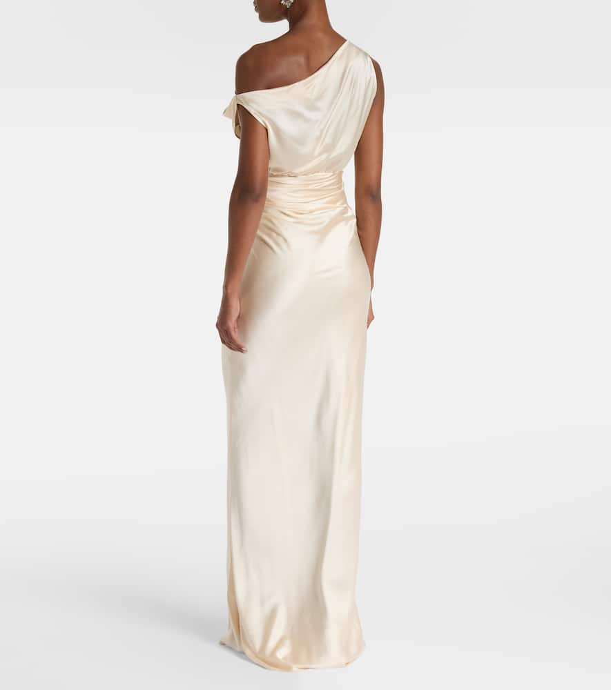 Draped silk satin gown
