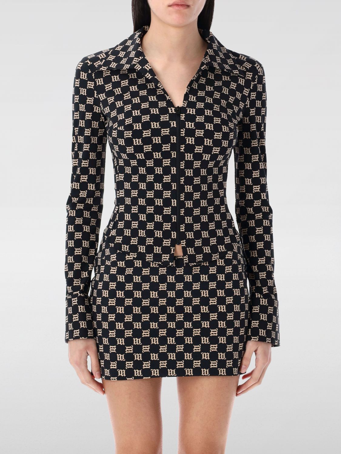 Monogram zipped fitted jacket - Black