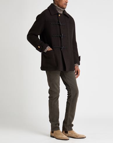 Man Coat Dark brown Size 36 Wool, Polyamide