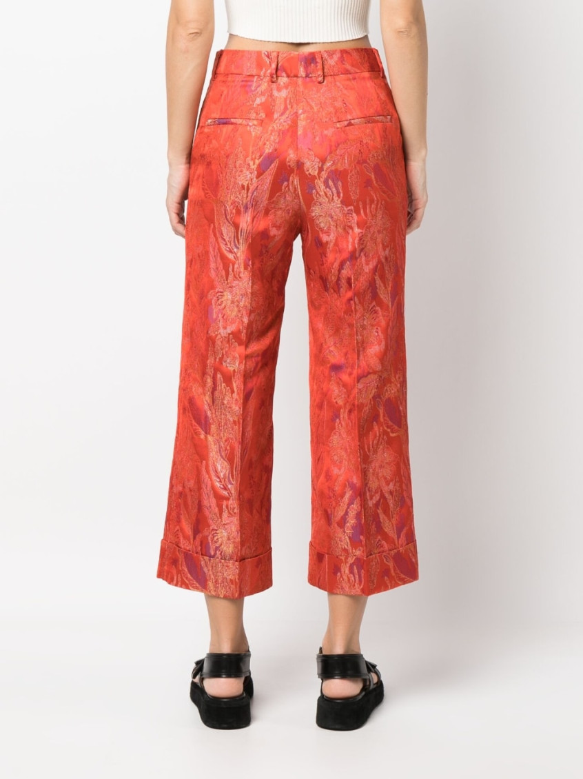 - Floral Print Jacquard Trousers