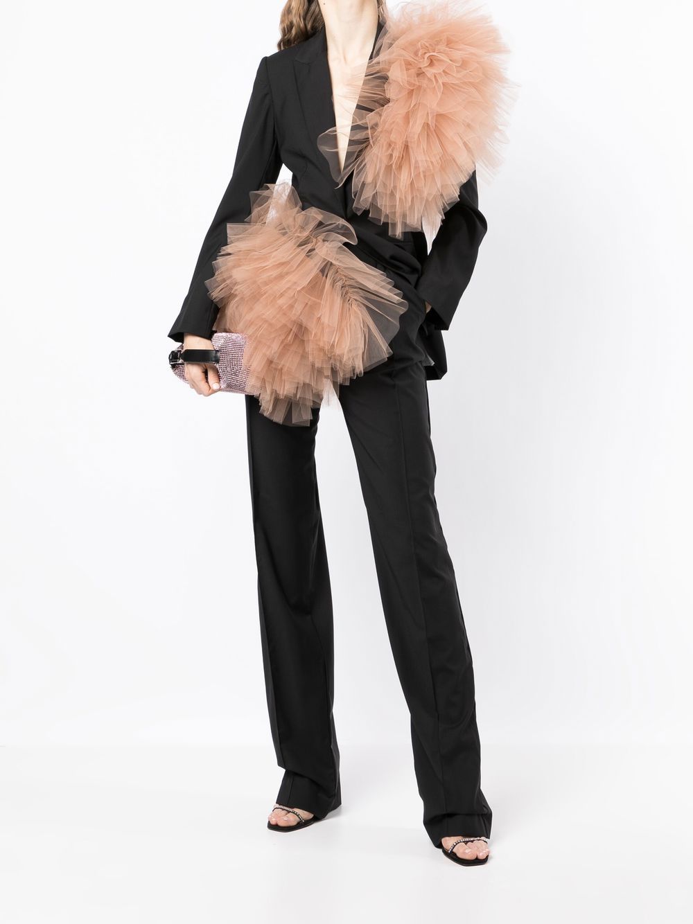 High-waist pleated wool trousers - Black