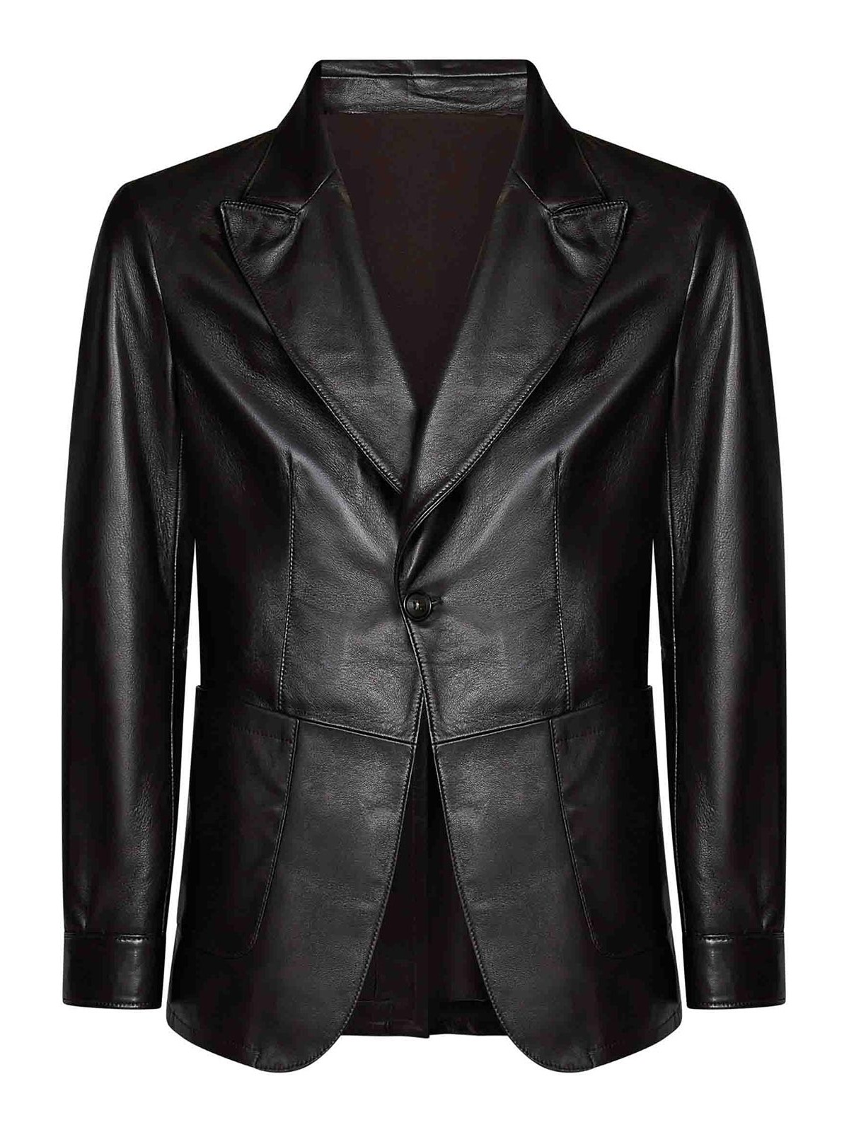 Leather Single-Breasted Blazer