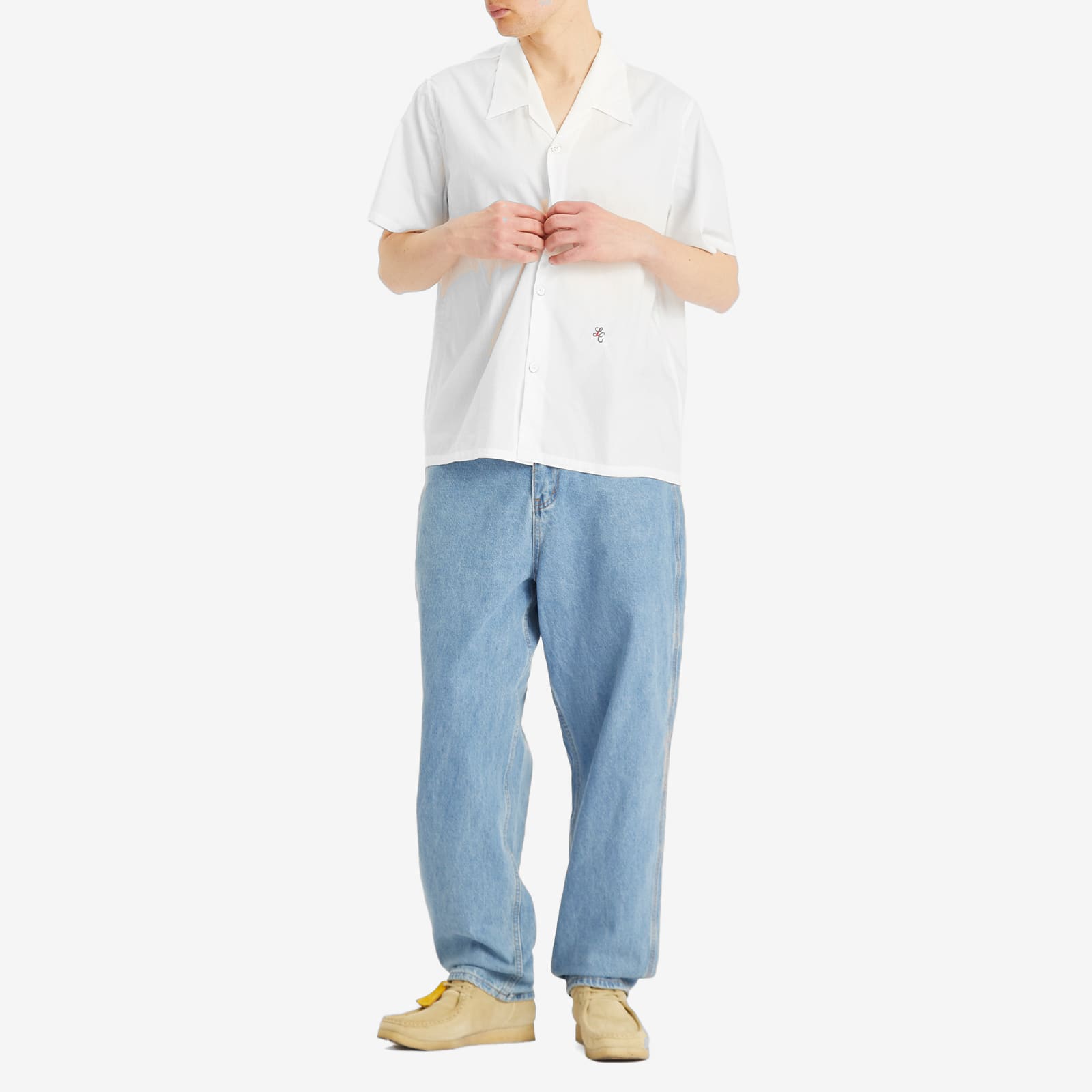 Late Checkout Men's Short Sleeve Shirt in White