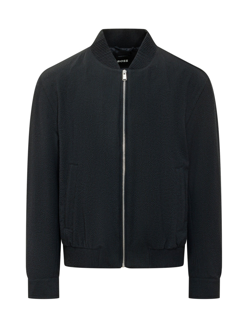 Navy Blue Band Collar Jacket