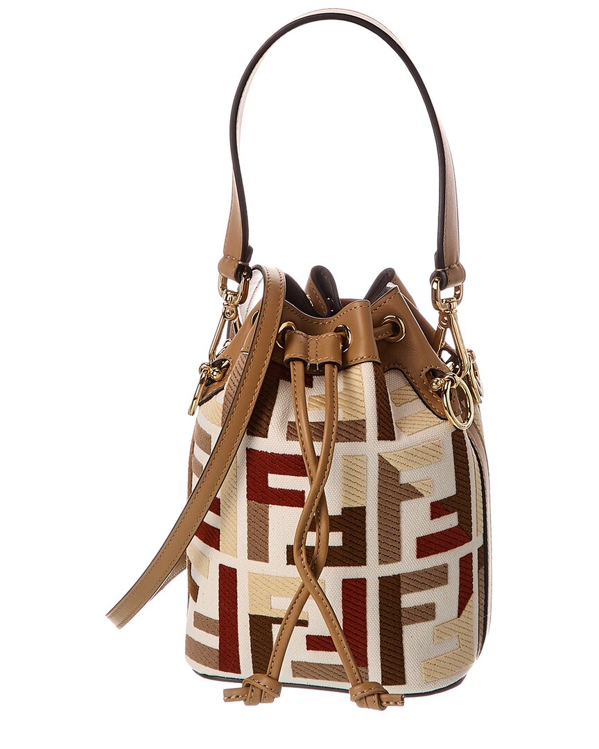 Dnu Inv Mon Tresor Mini Ff Canvas & Leather Bucket Bag