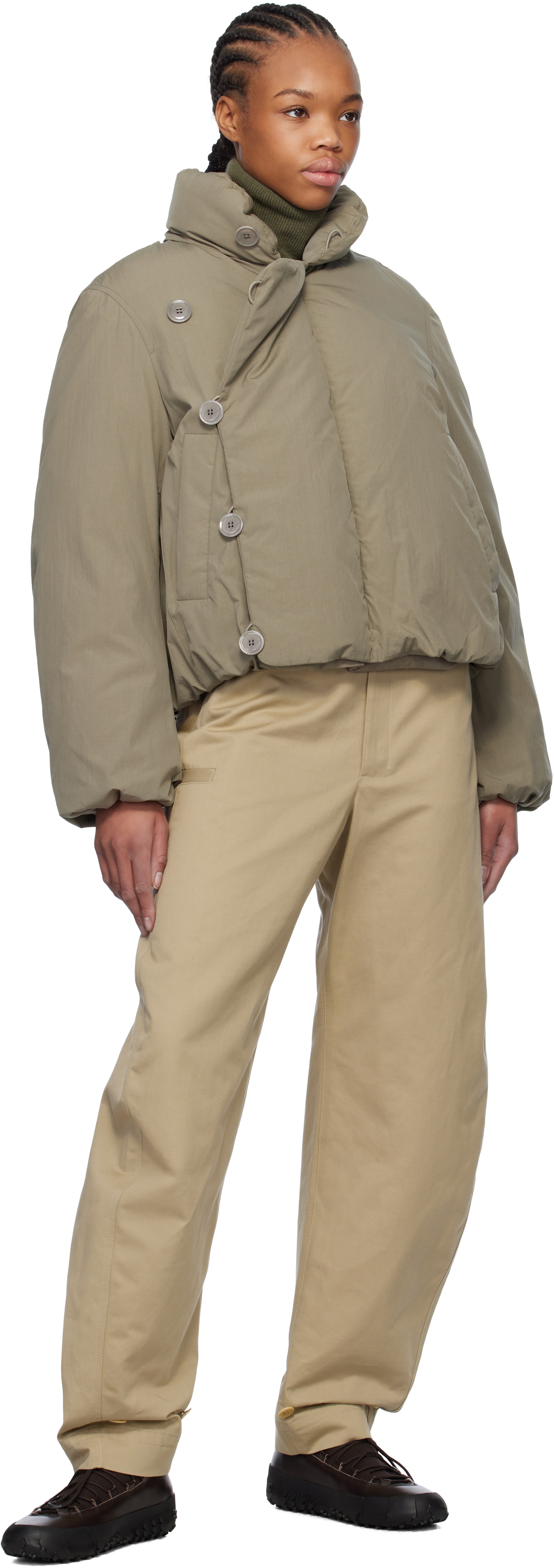 LEMAIRE Taupe Short Puffer Down Jacket