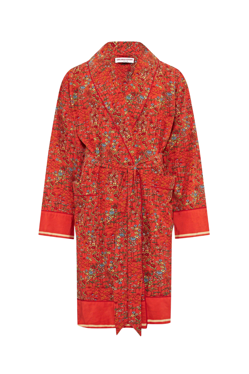 Floral Jacquard Robe — Red