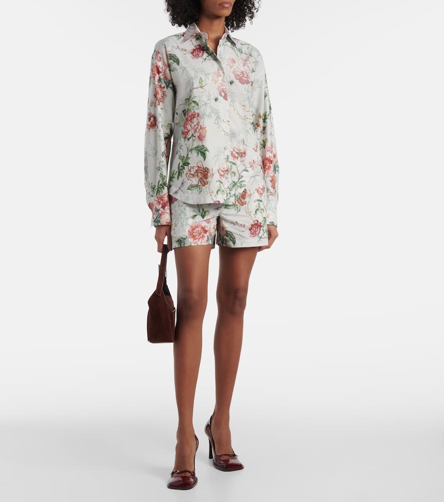 Floral cotton poplin shorts