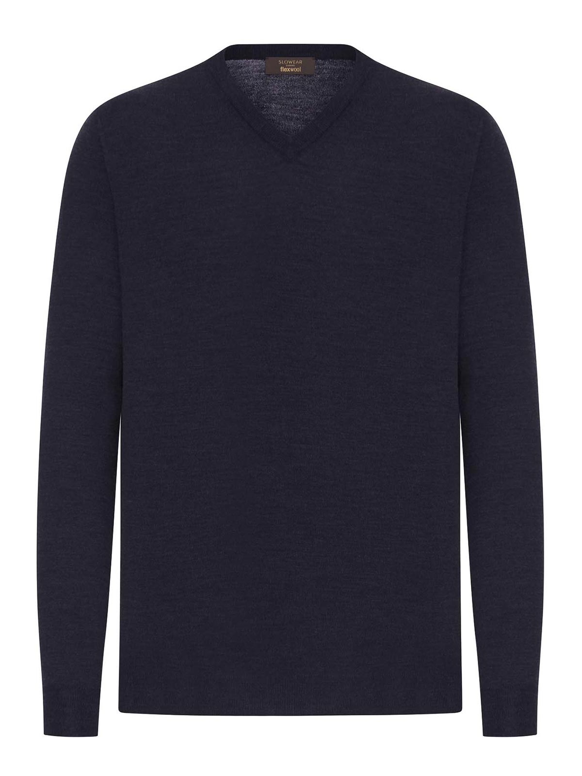 V-Neck Sweater In Fine Combed Wool