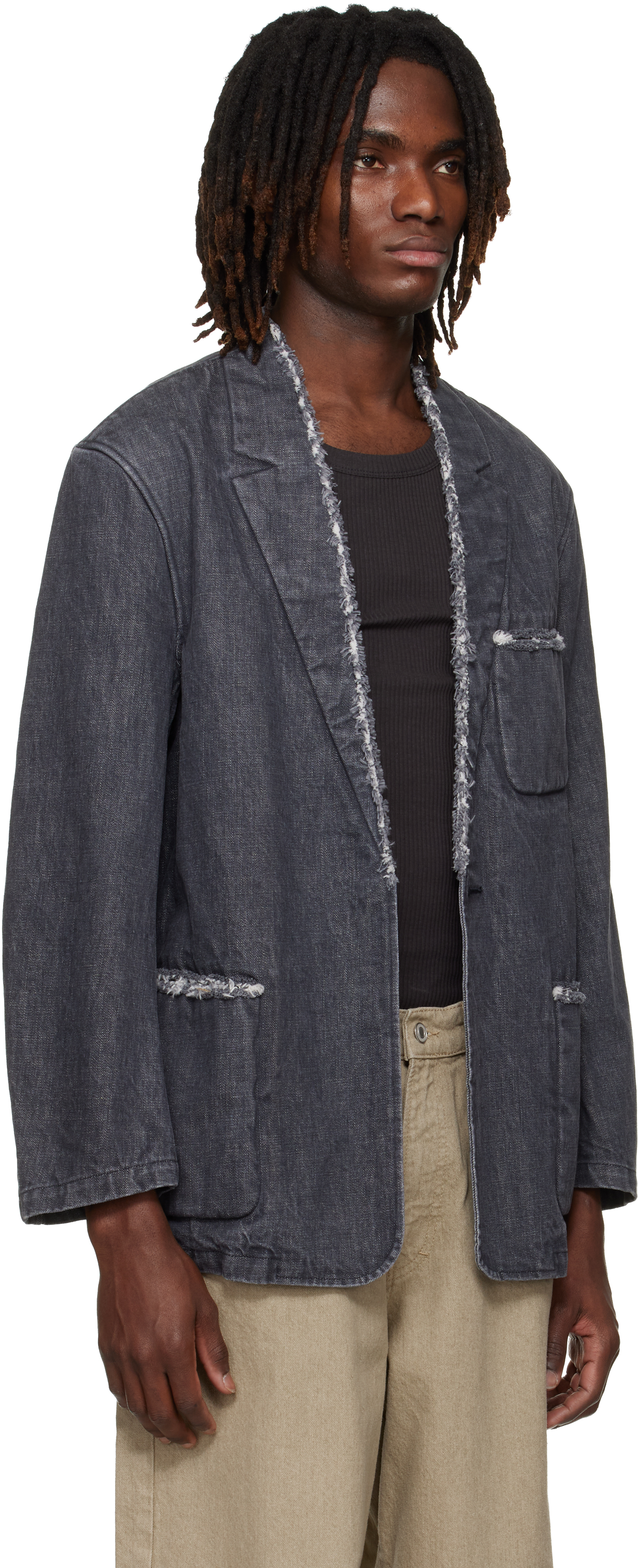 Gray Denim Cut-Off Blazer