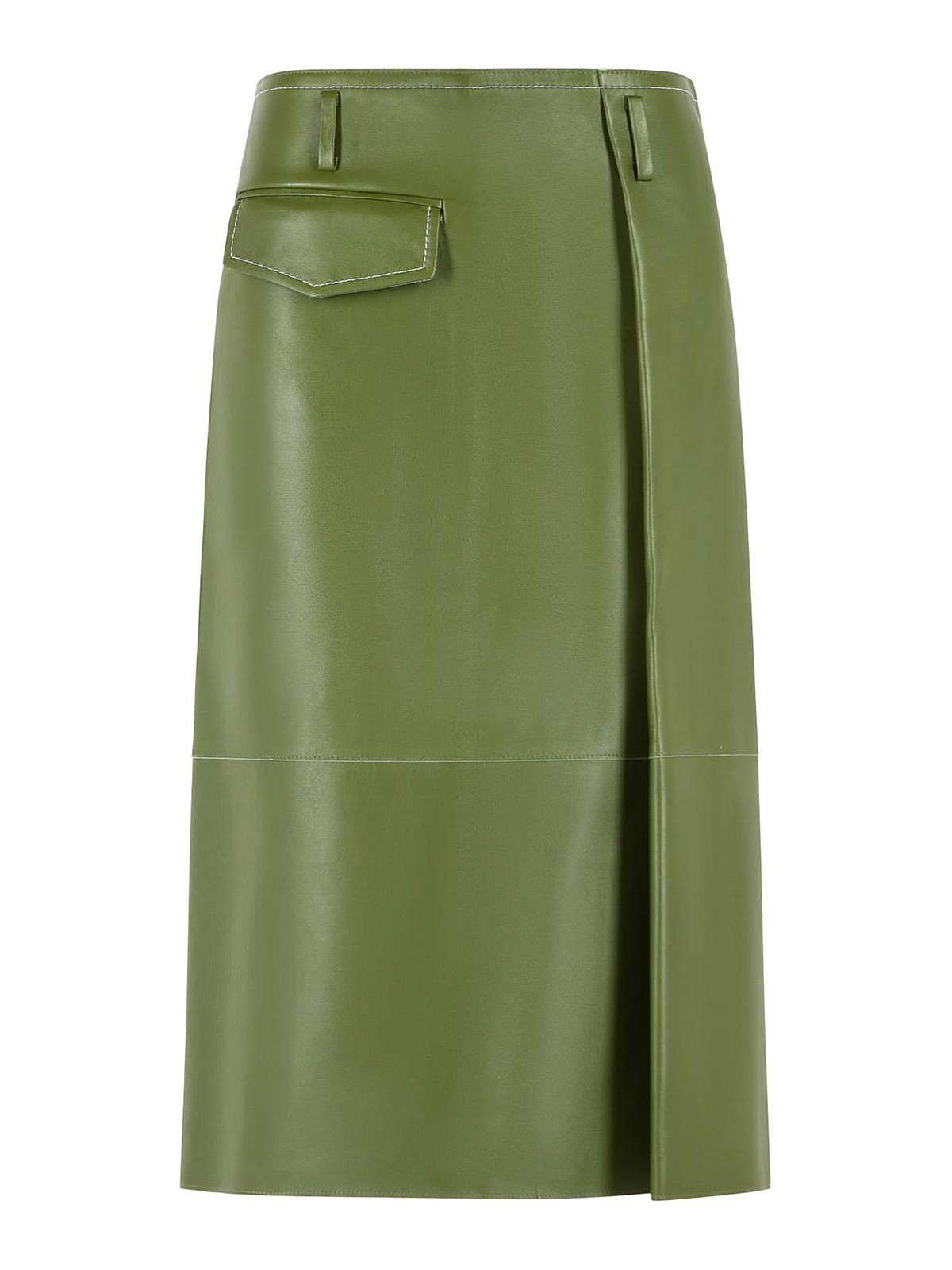 Marni - midi leather skirt asymmetric pocket design