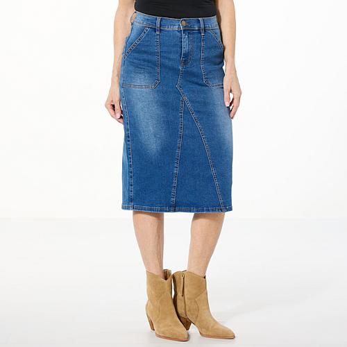 New Classic Stretch Denim Skirt - Blue