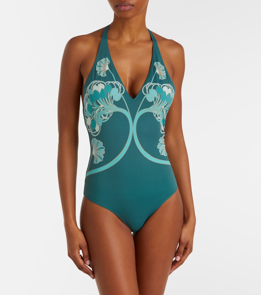 Printed halterneck swimsuit