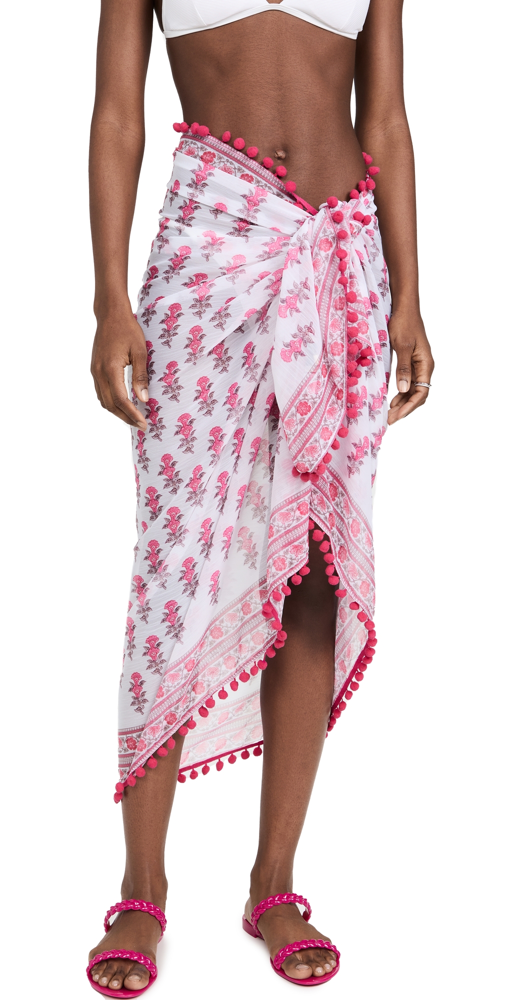 Border Print Sarong Pink One Size