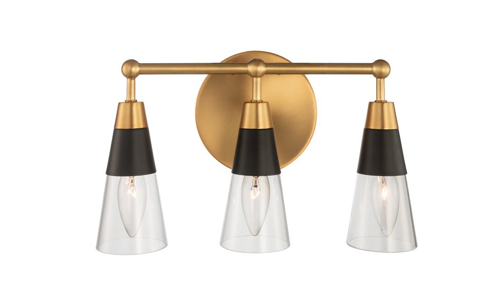 Ponti 3-Light Bathroom Vanity Light in Matte Black with New Bra