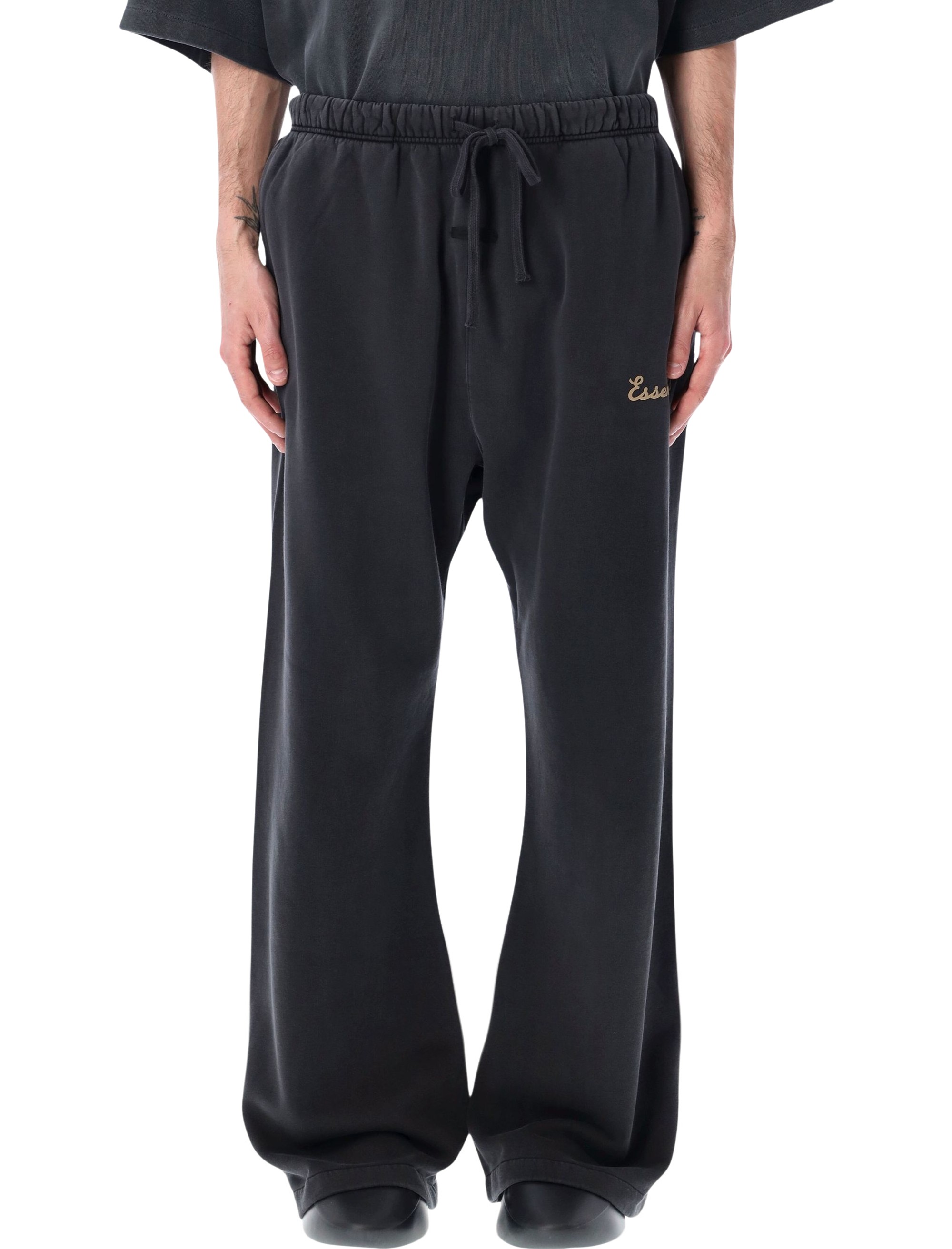 Training Classic Flare Black Sweatpants Faded Cotton Pant - Men