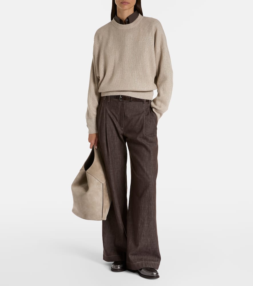 Ribbed-knit cashmere-blend sweater