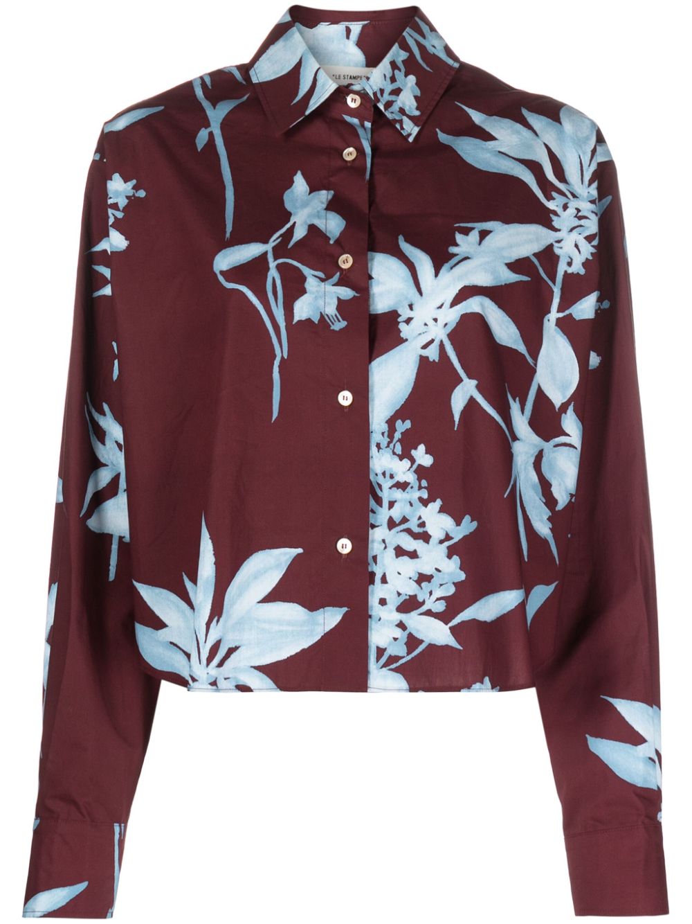 Floral-print cotton shirt - Brown