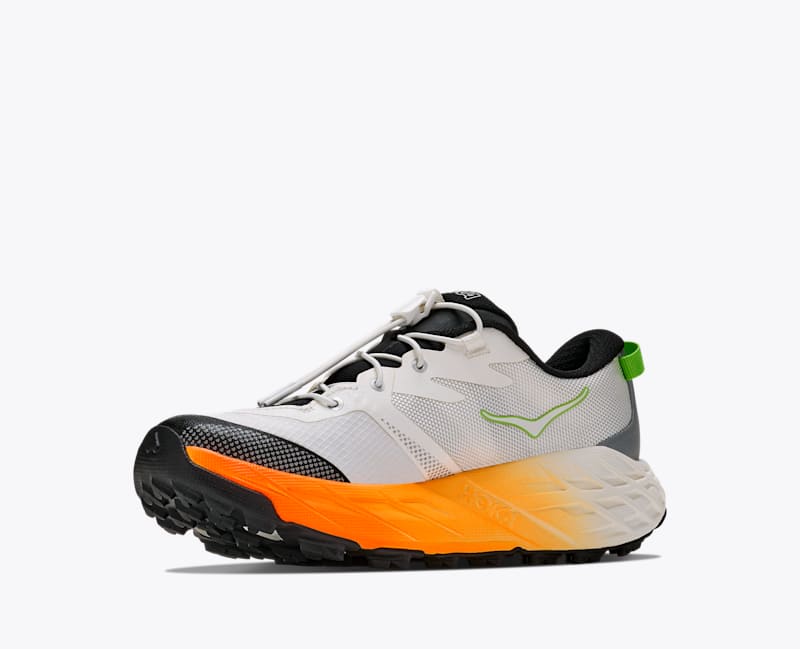 HOKA Speedgoat 7 Shoes in Frost/Neon Tangerine