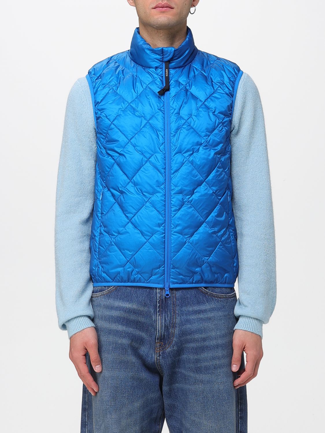 Suit Vest Men color Gnawed Blue