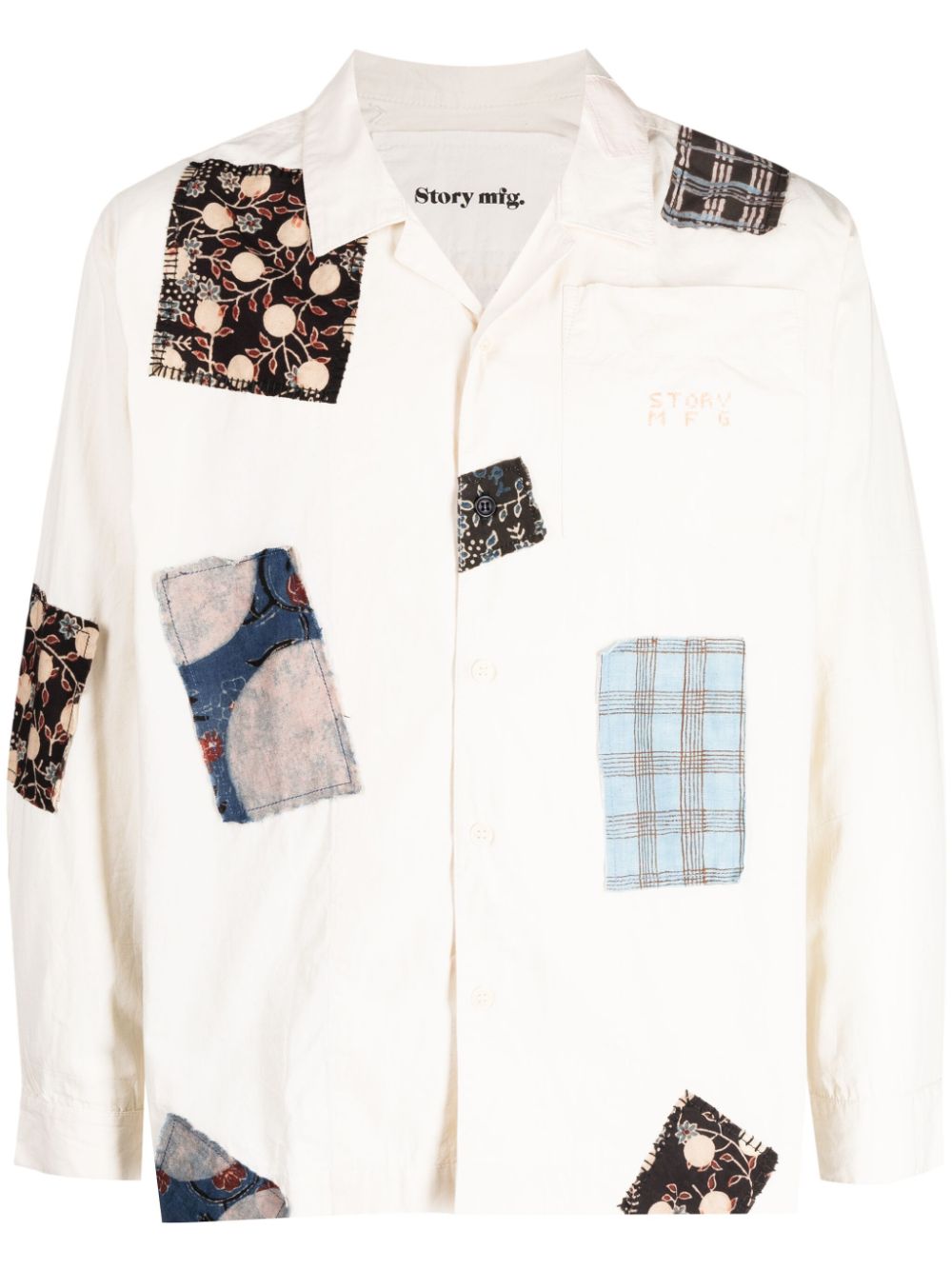 Greetings patchwork cotton shirt - Neutrals