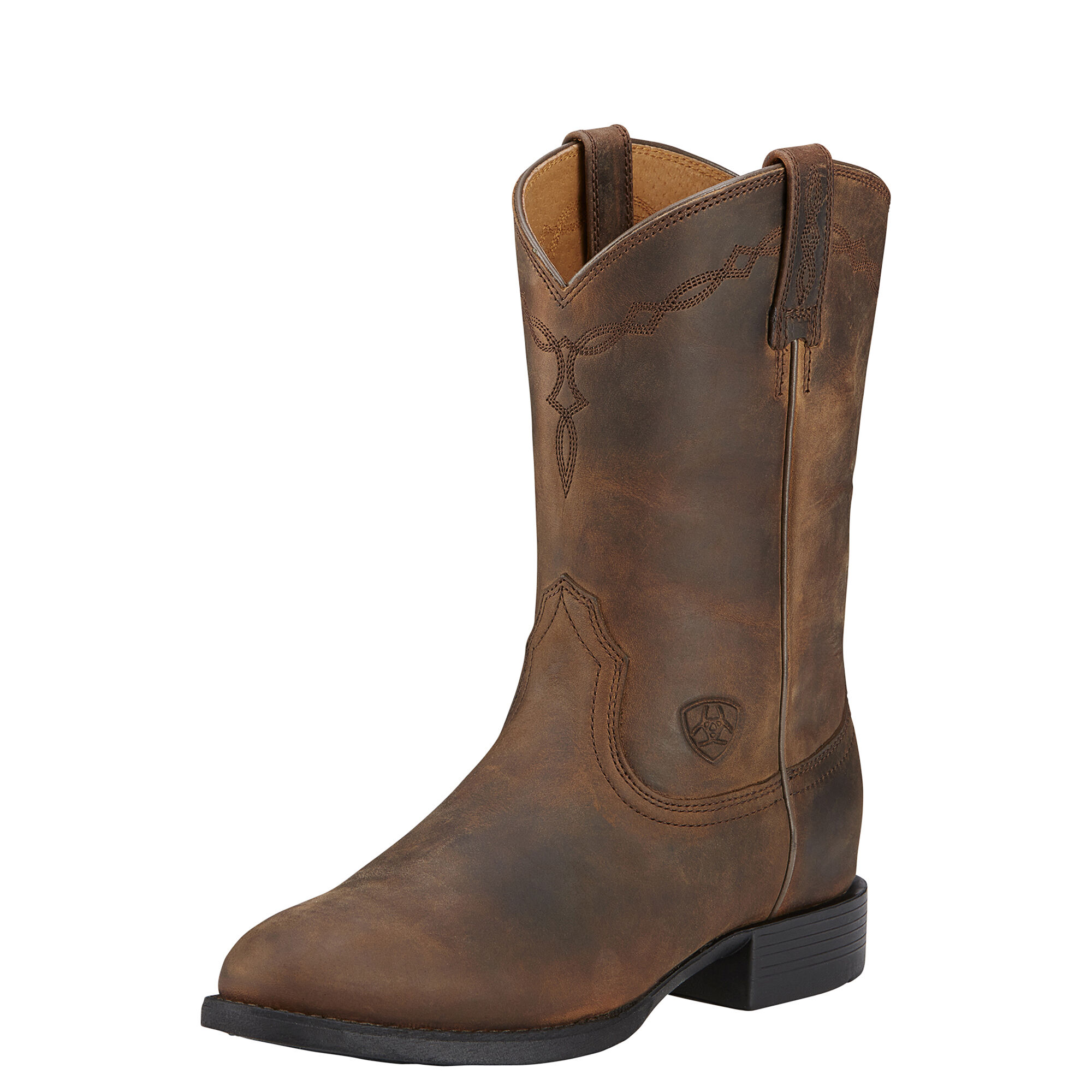Women's Heritage Roper Western Boots in Distressed Brown Leather, B Medium Width